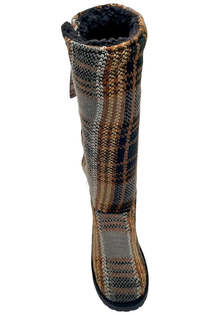 Muk Luks Knit Button Tall Ankle Boots in Brown, Gray, Tan - Picture 3 of 8